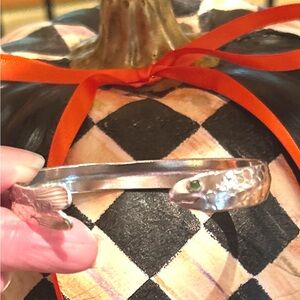 Vintage Eden Hand Arts Sterling Silver Herring Fish Bracelet Green Eye